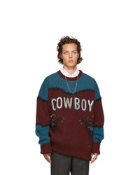 DSQUARED2 Burgundy And Blue Cowboy Sweater
