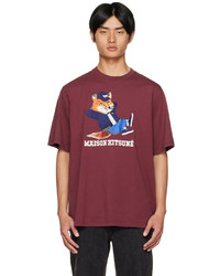 MAISON KITSUNÉ Burgundy Dressed Fox T Shirt