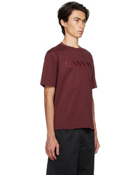 Lanvin Burgundy Embroidered T Shirt