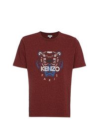 Kenzo Burgundy Red Tiger Logo T Shirt