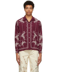 Burgundy Embroidered Long Sleeve Shirt
