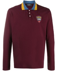 Burgundy Embroidered Polo Neck Sweater