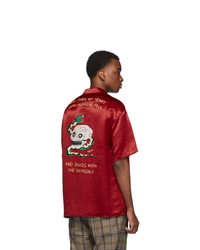 Gucci Red Satin Snake Skull Shirt