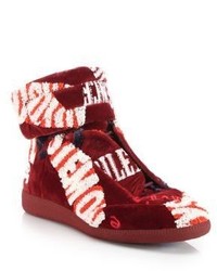 Maison Margiela Future Hi Top Embroidered Wool Blend Sneakers