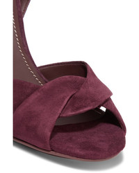 See by Chloe See By Chlo Embroidered Suede Sandals Burgundy