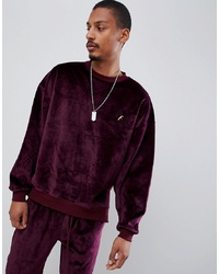 FAIRPLAY Velour Sweatshirt With Embroidery In Burgundy