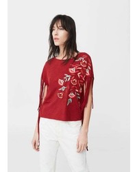 Burgundy Embroidered T-shirt