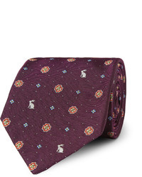 Paul Smith Shoes Accessories Rabbit And Flower Embroidered Silk Tie