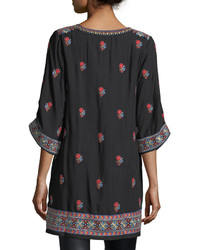 Tolani Pooja 34 Sleeve Embroidered Tunic Plus Size