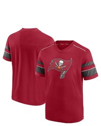 FANATICS Branded Red Tampa Bay Buccaneers Textured Hashmark V Neck T Shirt