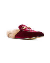 Gucci Princetown Velvet Embroidered Slippers