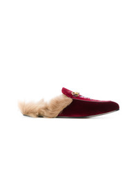 Gucci Princetown Velvet Embroidered Slippers