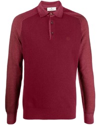 Burgundy Embroidered Wool Polo Neck Sweater