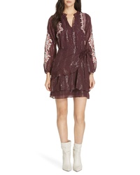 Burgundy Embroidered Wrap Dress