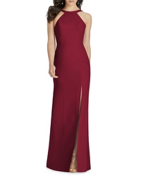 Dessy Collection Cutaway Shoulder Crepe Gown