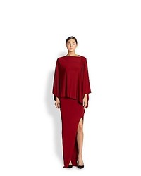 Donna Karan Caped Jersey Gown Blood Red