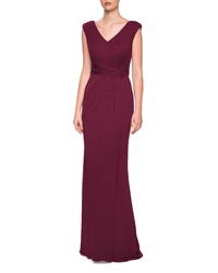 La Femme Fitted Jersey Gown