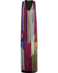Roberto Cavalli Fringed Knitted Gown Burgundy
