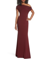 Katie May Hannah One Shoulder Crepe Trumpet Gown