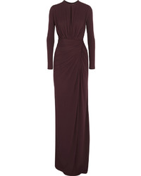 Givenchy Ruched Gown In Merlot Stretch Crepe