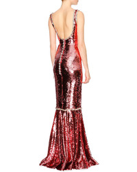 Dolce & Gabbana Sleeveless Paillettes Mermaid Gown Rose Gold