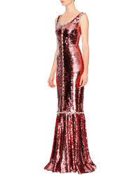 Dolce & Gabbana Sleeveless Paillettes Mermaid Gown Rose Gold