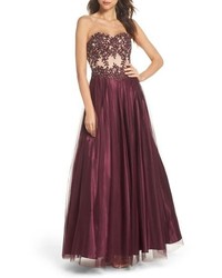 Blondie Nites Strapless Applique Ballgown