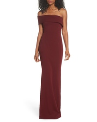 Katie May Titan One Shoulder Cutout Crepe Gown