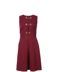 Burgundy Eyelet Fit and Flare Dress