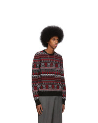 Alexander McQueen Black And Red Wool Jacquard Sweater