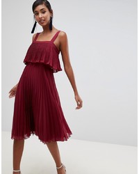 ASOS DESIGN Double Layer Pleated Cami Midi Dress