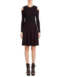 Versace Knit Cold Shoulder Fit  Flare Dress