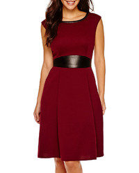 London Times London Style Collection Cap Sleeve Fit And Flare Dress