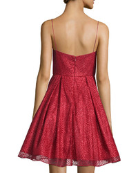 Monique Lhuillier Ml Shimmery Fit And Flare Cocktail Dress Merlot