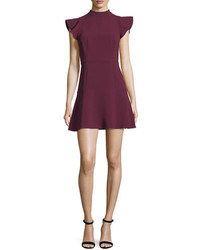 Rachel Zoe Parma High Neck Flutter Sleeve Fit And Flare Dress
