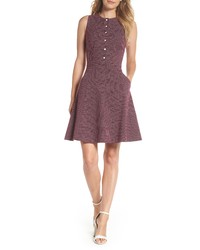 Gal Meets Glam Collection Sleeveless Jacquard Fit Flare Dress