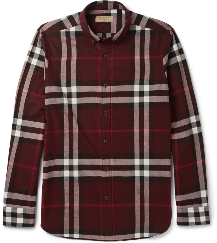Burberry Slim Fit Button Down Collar Cotton Flannel $350 MR PORTER | Lookastic