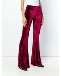 Black Coral Velour Flared Trousers