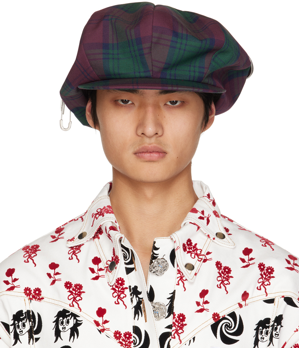 Kidill Red Green Check Cap, $250 | SSENSE | Lookastic