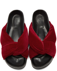 Chloé Red Velvet Nolan Slide Sandals