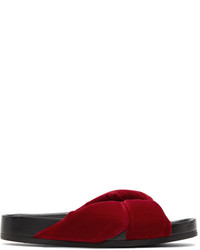 Chloé Red Velvet Nolan Slide Sandals