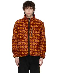 Clot Brown Yellow Sherpa Fleece Puffer Jacket
