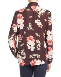 Cupcakes And Cashmere Floral Print Tie Neck Blouse