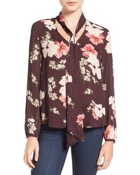 Cupcakes And Cashmere Floral Print Tie Neck Blouse