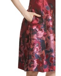 Carolina Herrera Floral Brocade Fit Flare Dress