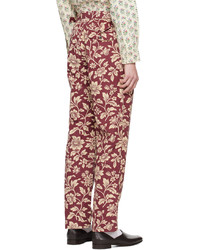 Bode Red Off White Floral Trousers