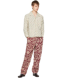 Bode Red Off White Floral Trousers