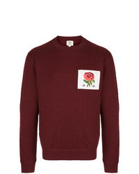 Burgundy Floral Crew-neck Sweater