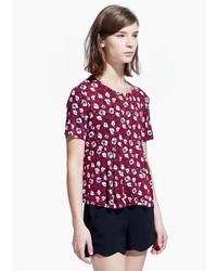 Mango Pleated Floral T Shirt