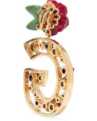 Dolce & Gabbana Gold Tone Crystal And Enamel Clip Earrings